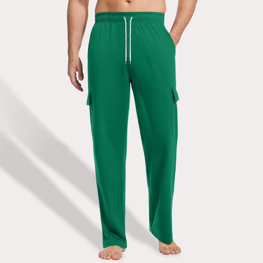 Men's Loose Casual Multi-pocket Work Pants, Youth Stretch Waist Drawstring Pants