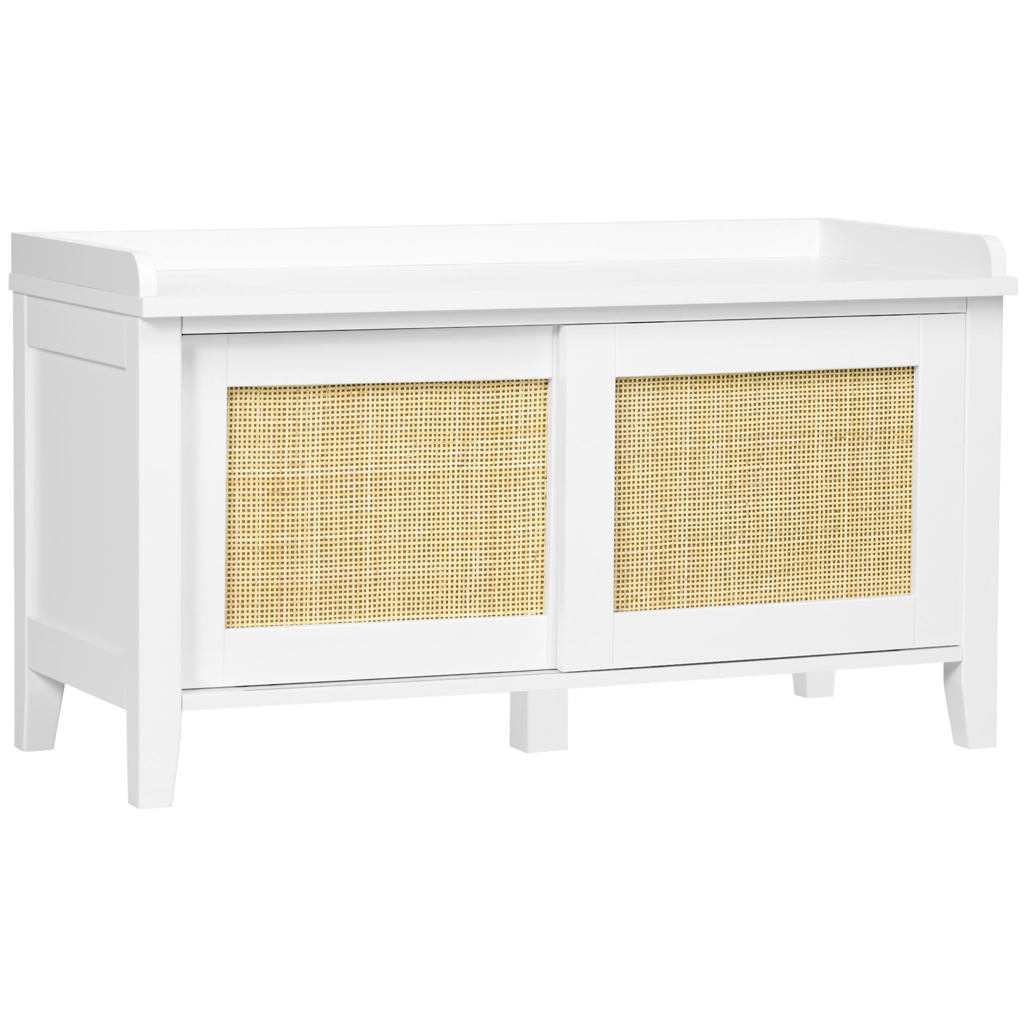Shoe bench storage cabinet with sliding