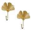 6X Coat Hooks Gold Hanging Holder For Key, Decorative Leaves Metal Hooks Wall Mounted Hooks Hanger