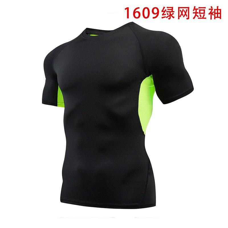 Herr sommar t-shirt sport fitnesskläder åtsittande kortärmad hög stretch andningsbar snabbtorkande is siden löpning baslager träningslinne