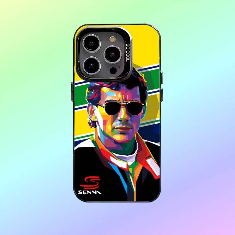 Racing Driver Ayrton S-Senna Phone Case For iPhone17,16,15,14,13,12,11 Plus,Pro Max Colorful Silver Back Phone Case