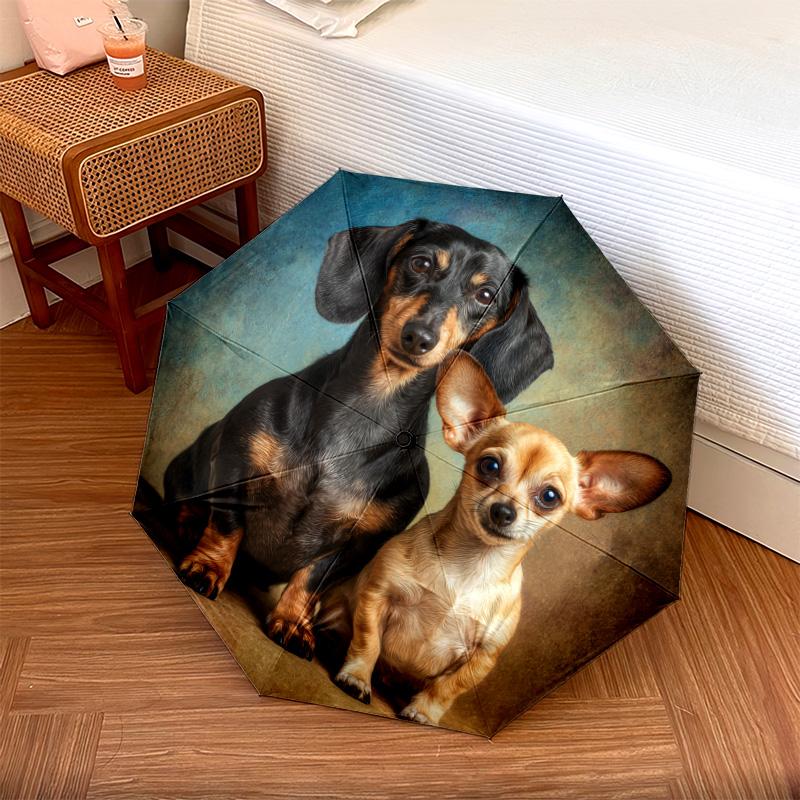 1 PC Automatic Folding Umbrella - Dogs Pattern, Portable & Foldable Design with 8 Ribs, Christmas Birthday Gifts