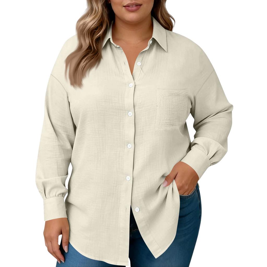 Damesmode Casual Kleur Knoopsluiting Lange Mouwen Shirt Top