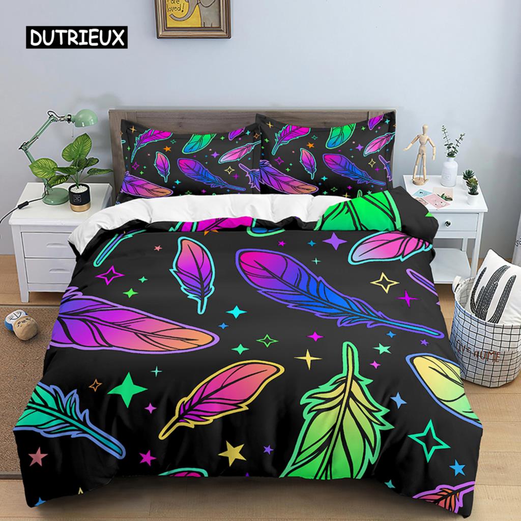 Neonfarbenes Bettbezug-Set King Regenbogen-Farbverlauf Kürbis Bettwäsche-Set Mikrofaser Steppdeckenbezug Halloween-Thema Einzelner Bettdeckenbezug