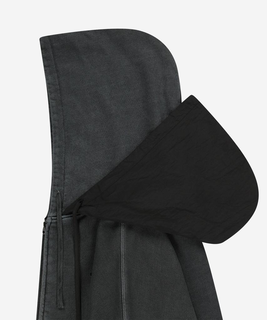 Node Labs Dev:7 Garment Dyed Double Hooded Zip-Up_Black