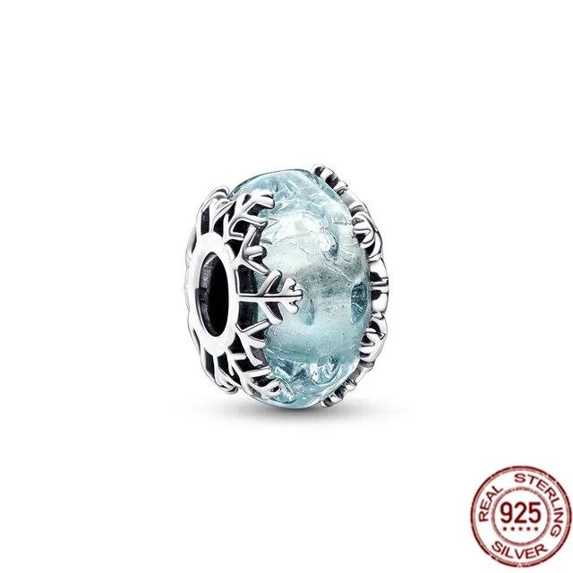 925 Sterling Sølv Rosa Lilla Mørkeblått & Star Murano Glass Charms Perler Passer OriginalNew Armbånd Bangle DIY smykker