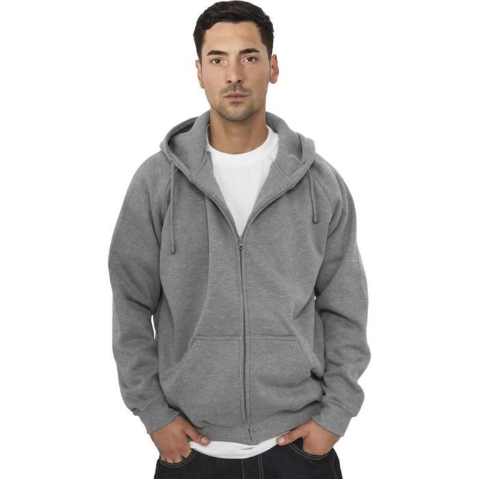 Urban Classics - Zip Sweat à capuche gris - 3XL