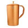 Pure Copper Drinkware Gift Set of 1 Jug & 2 Glass with Gift Box & Hammered Matt Finish Design, Gifting Item for Diwali, Jug-1.5 Liter & Glass-300 ML