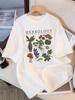 Summer T-Shirts Women Cotton Herbology Plant Composition Printed Tops O-Neck Comfortable Loose Short Sleeve Casual Woman Clothes