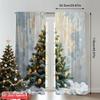 2pcs 2D Flat Printing Christmas Scene Curtain Golden Star Christmas Tree 100% Polyester Without Electricity Festive Curtains