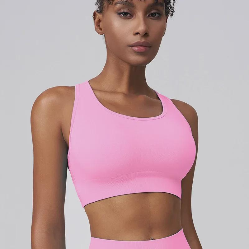 Vestă de yoga Walton Fitness cu pernă de piept rezistentă la șocuri și sutien sport cu bretele spaghete cu spate încrucișat