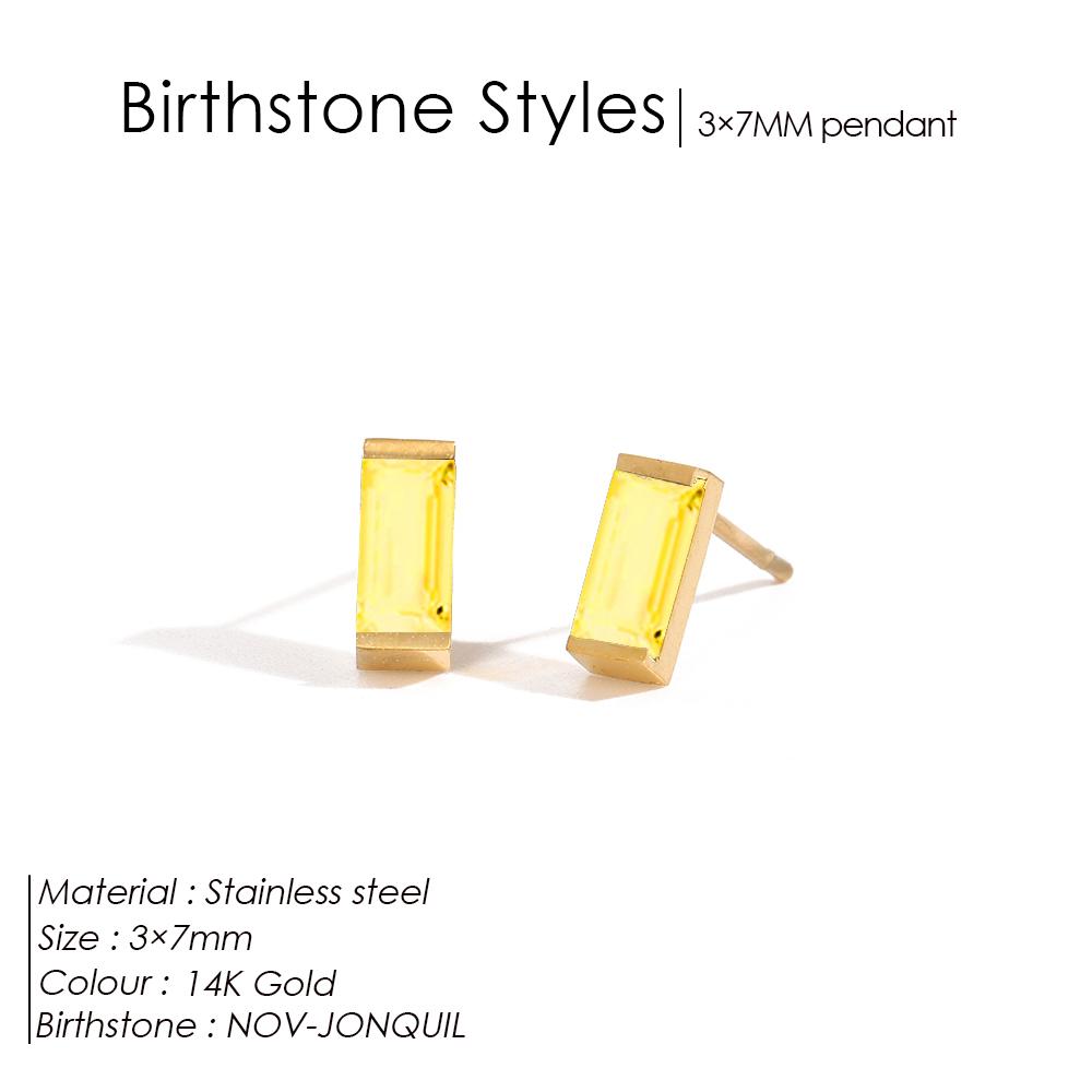 EManco Stainless Steel Gold-Plated Colorful Birthstone Earrings High-end Rhinestone Jewelry Gifts