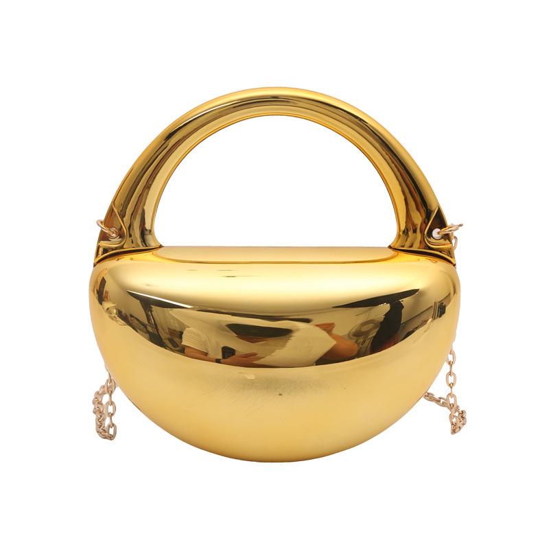 Party Purse Chest Shape PVC Bag For Women Mini Crossbody Bag Metal Chain Shoulder Bag Luxury Gold Silvery Lipstick Pouch
