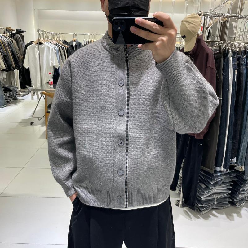 

Men s Trendy High Collar Knit Cardigan Sweater – Autumn & Winter Versatile Two-Piece Design XXL сірий колір