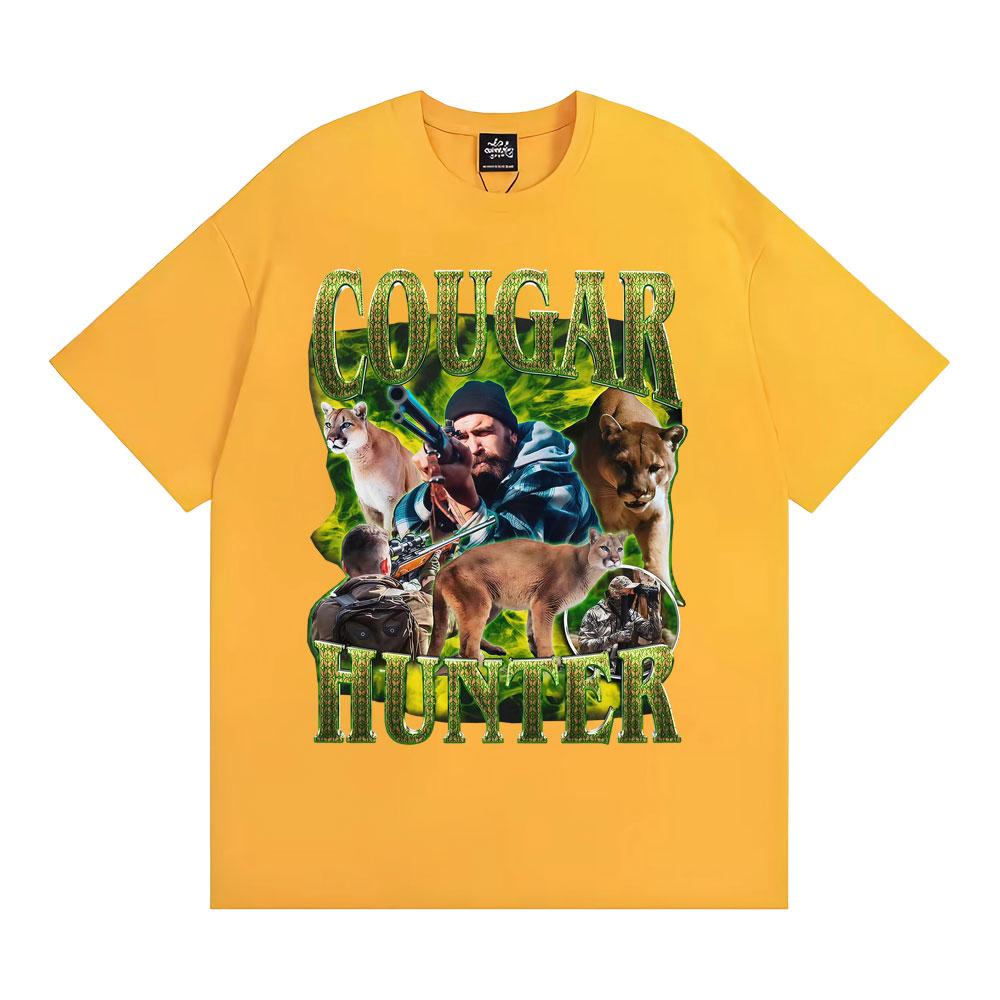 Funny 90s Cougar Hunter Vintage Y2K Graphic T Shirt Men Women Harajuku Humor Tops T-shirts Summer O-Neck Loose Oversized T-shirt