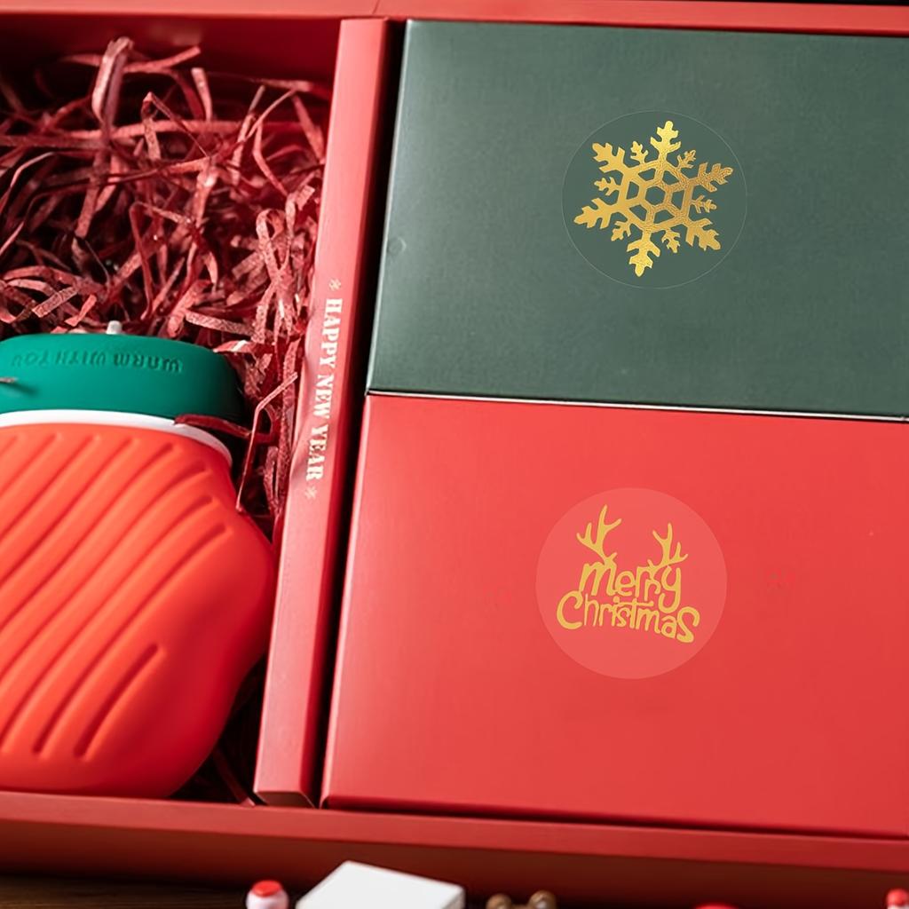 500 buc Autocolante/Rola Transparente cu Sclipici Auriu Etichete Sigilare Cutie Cadou Crăciun Decorațiune Handmade Autocolant Autoadeziv