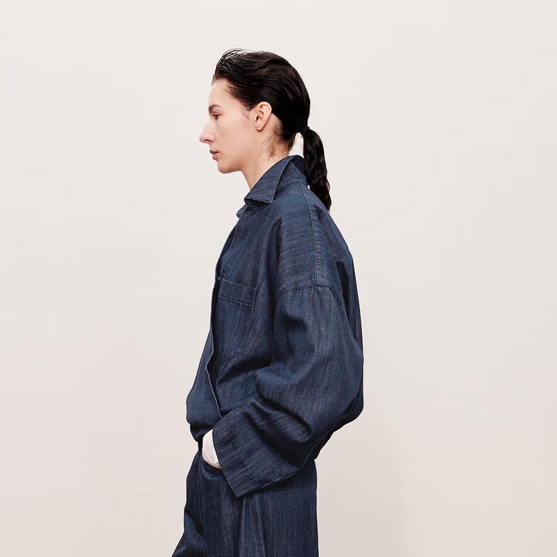 Less 2024 Autumn Loose Pullover Long-Sleeve Denim Shirt