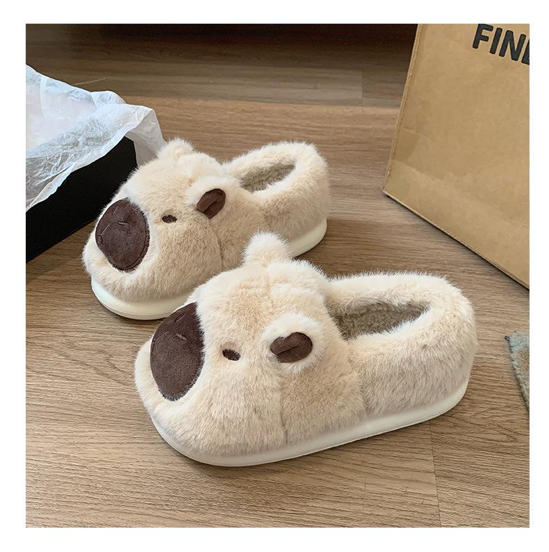 Hairy Cotton Slippers for Women Indoor Home Warmth, Plush Baotou Slippers, Cute Anti Slip Cotton Shoes Zapatos De Mujer Luxury
