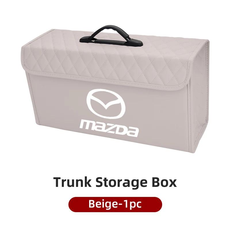 

2025 Hot Leather Car Trunk Organizer Box Foldable Sundries Storag Bag With Lid For Mazda 6 3 CX5 5 2 323 CX7 Demio Atenza Axela бежевий