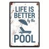 PC D Flat Metal UV Print Pool Sign Summer Cool Vibes Display Board Indoor Wall Decor for Home or Poolside
