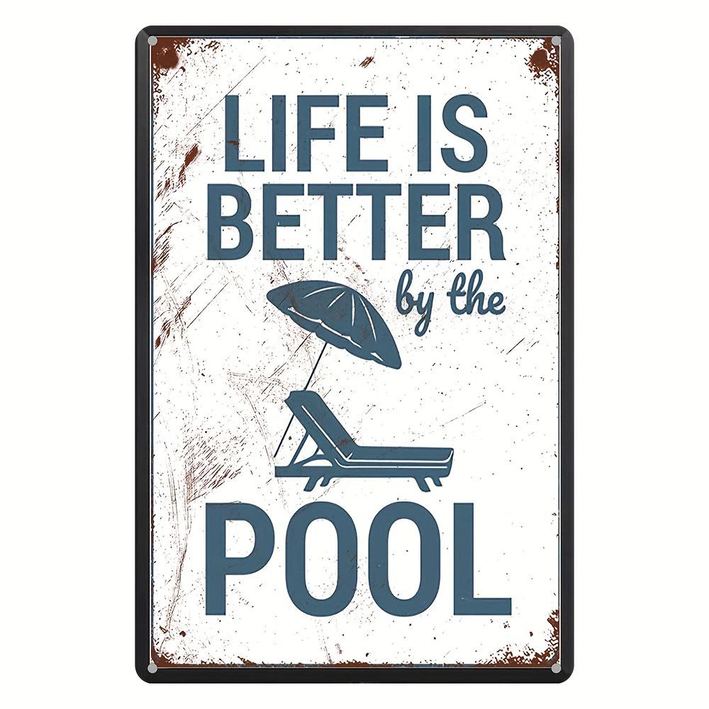 PC D Flat Metal UV Print Pool Sign Summer Cool Vibes Display Board Indoor Wall Decor for Home or Poolside