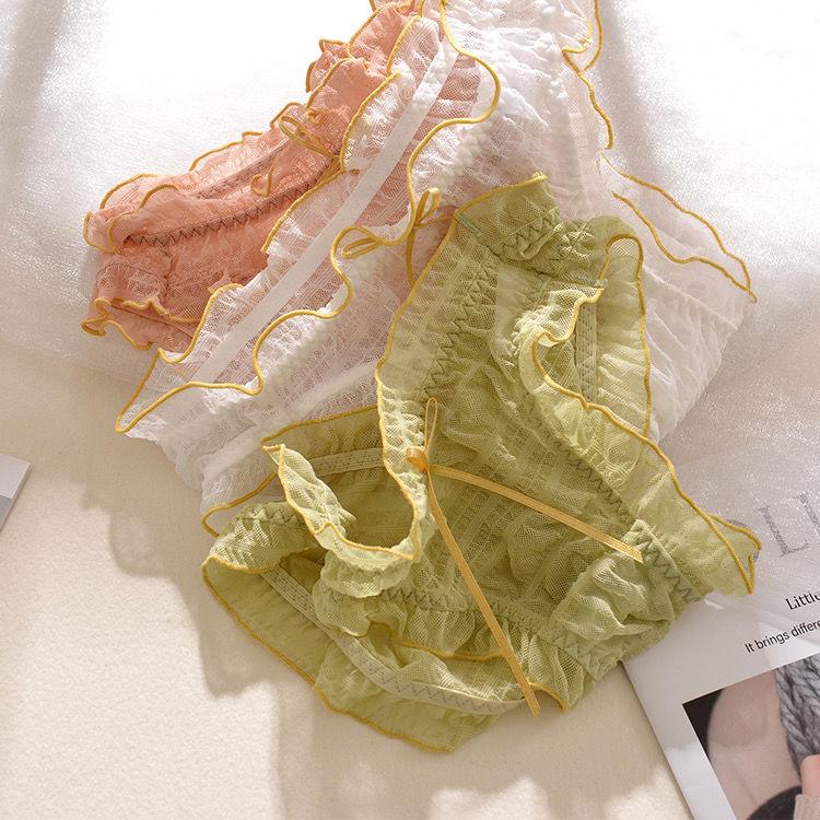 Japanese Lace Sexy Cute Girl Mesh Bow Transparent Underwear Women's Triangle Shorts Head