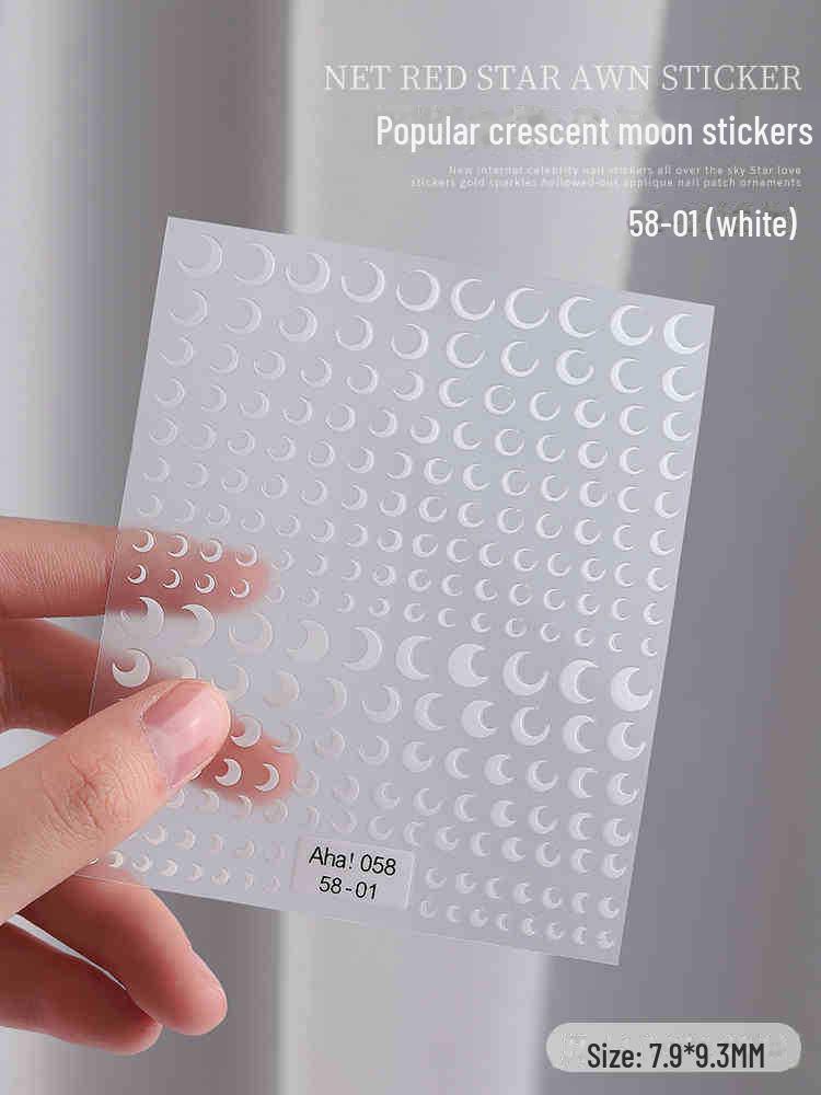 

3D золотые и серебряные наклейки для ногтей в виде звезд - интернет-тренд, маленькие самоклеящиеся украшения в виде звезд 058-1 белый