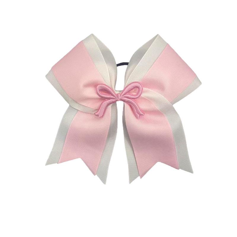 European & American Swallowtail Bow Pink Hair Tie: Double-Layer Ribbed Band for Children розовый