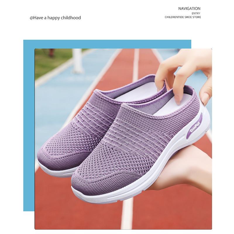 Women Closed Toe Slippers Breathable Slip On Slides Soft Sole Casual Outdoor Shoes Solid Color Versatile