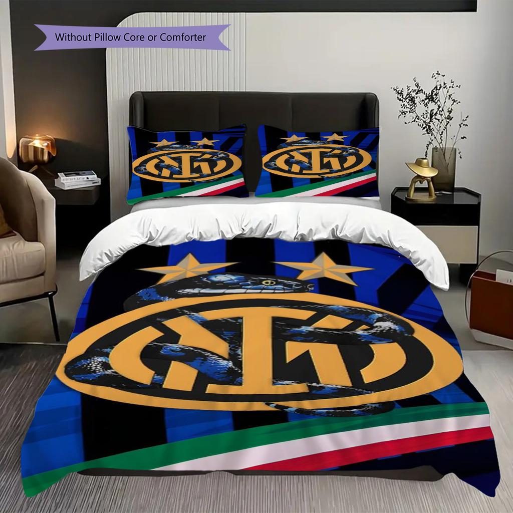 Biancheria da letto Colori Stelle Emblema Inter (1 * copripiumino + 2 * federa, senza nucleo) Copripiumino e federa 2D piatti, morbidi e confortevoli