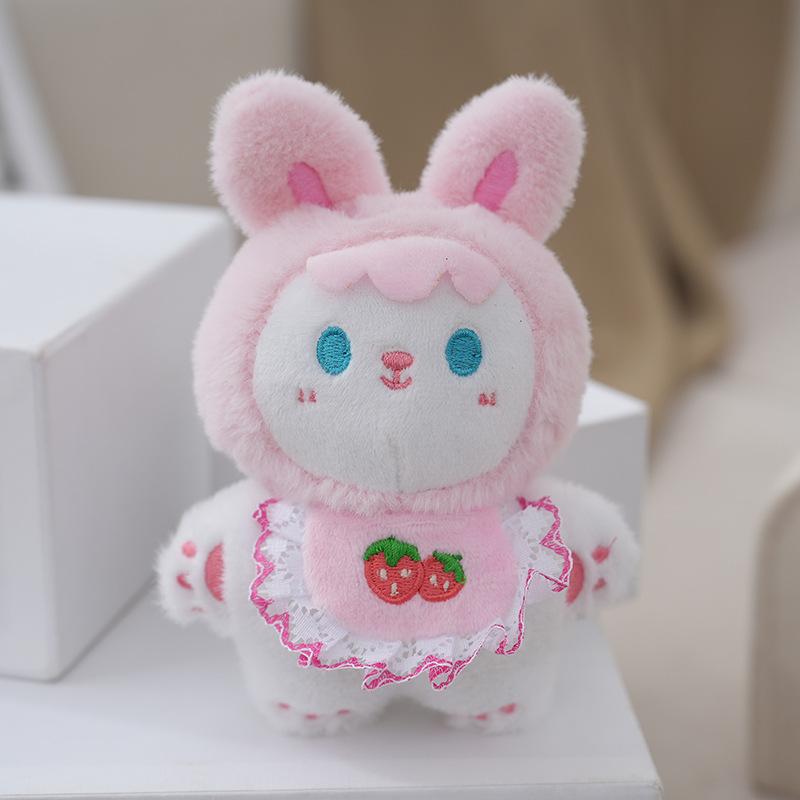 

Cute Bunny Plush Keychain Fluffy Doll Soft Stuffed Rabbit Charm Bag розовый