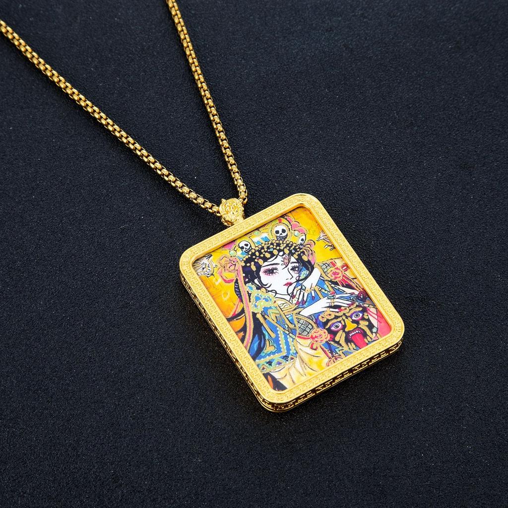 Hand-painted Thangka Pendant Zakiram's Past and Present Life Semi-hand-painted Thangka Necklace Pendant