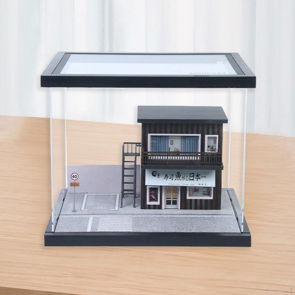 1/64 Scale Model Car Display Case Miniature Scenery Street Shop Diorama Micro Landscape Decor