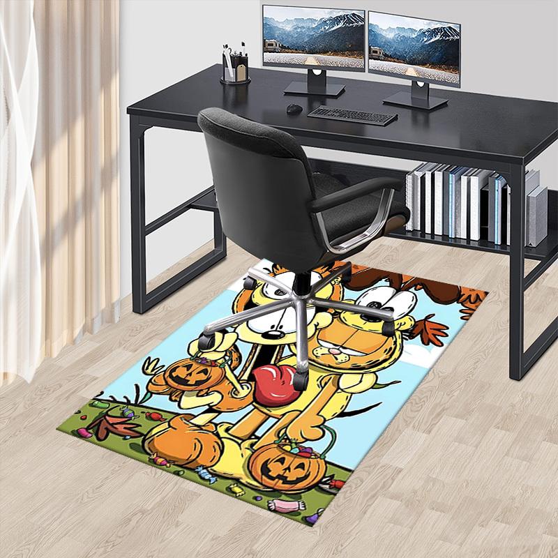 

1pc Garfield & Odie Halloween Pumpkin Chair Mat - Anime Cartoon Design, Non-Slip Carpet for Office, Home Decor, Living Room, Bedroom, Game Room, Dormi 60cm by 90cm