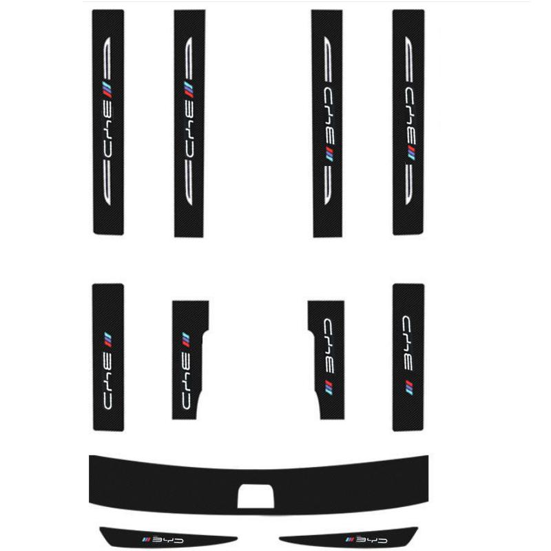 

Кожаные наклейки на пороги автомобиля для BYD Atto 3 EV 2022 2023, защитная пластина из углеродного волокна, пороговая полоса, задняя дверь All 10pcs