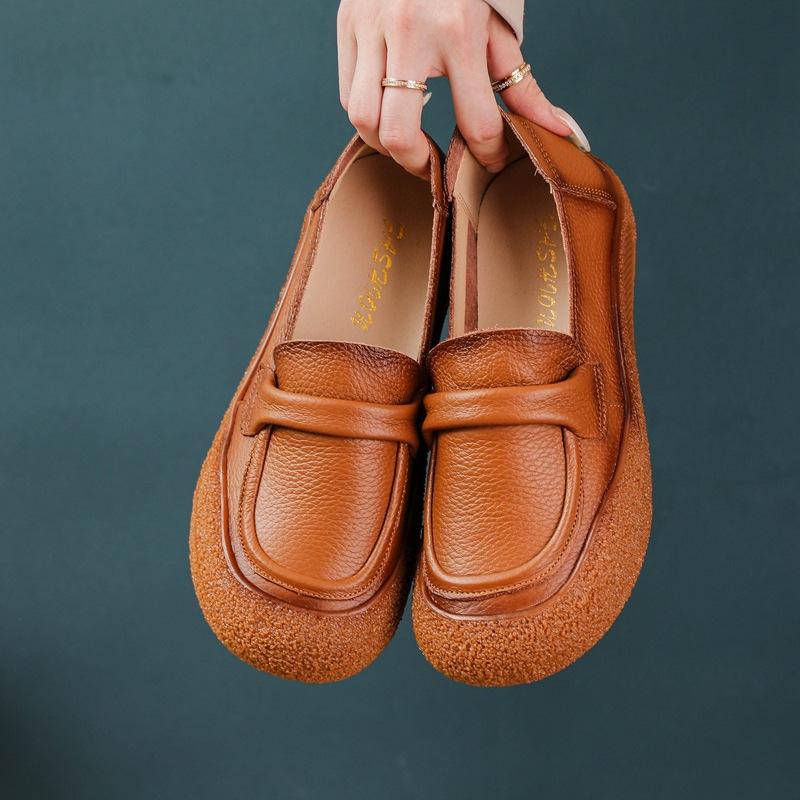 Retro Oxford Sneaker Woman Cow Leather Shoes for Women  Vintage Lace Up Leather Sport Shoes Soft Flat Moccasins 2026 New