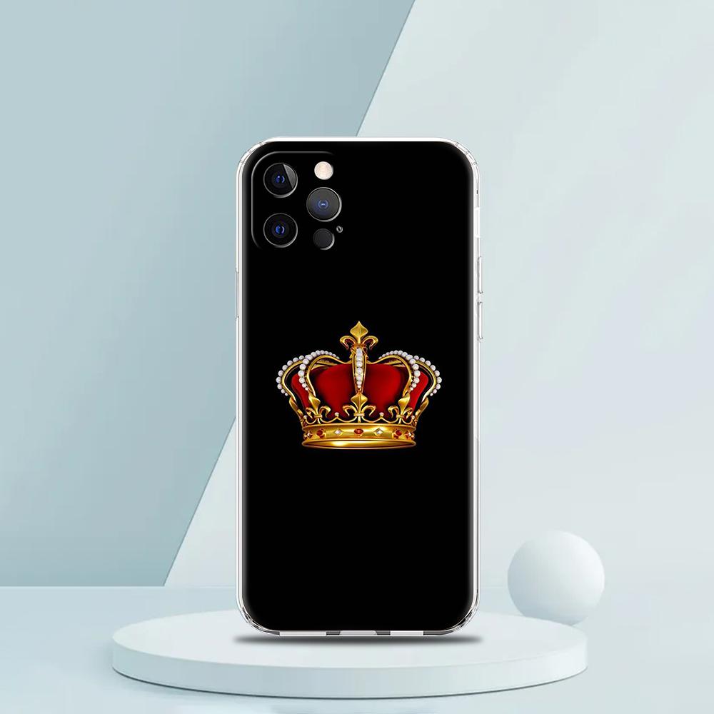Diamond Crown Phone Case for iPhone 16 15 14 13 12 Pro Max Transparent Soft for iPhone 11 Pro Max 7 8 Plus XS XR Shell Bag