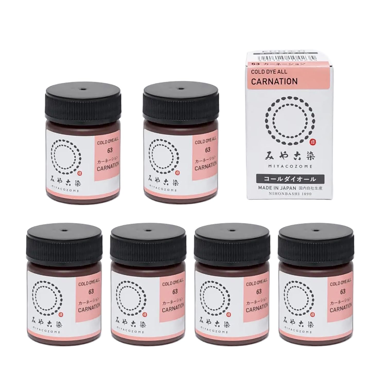 

Katsuraya Fine Goods Miyako Dye Cold Diol approximately in a plastic pack of ECO, 20g, bottle, 6, Col. 63, Carnation, ECOA-63-6