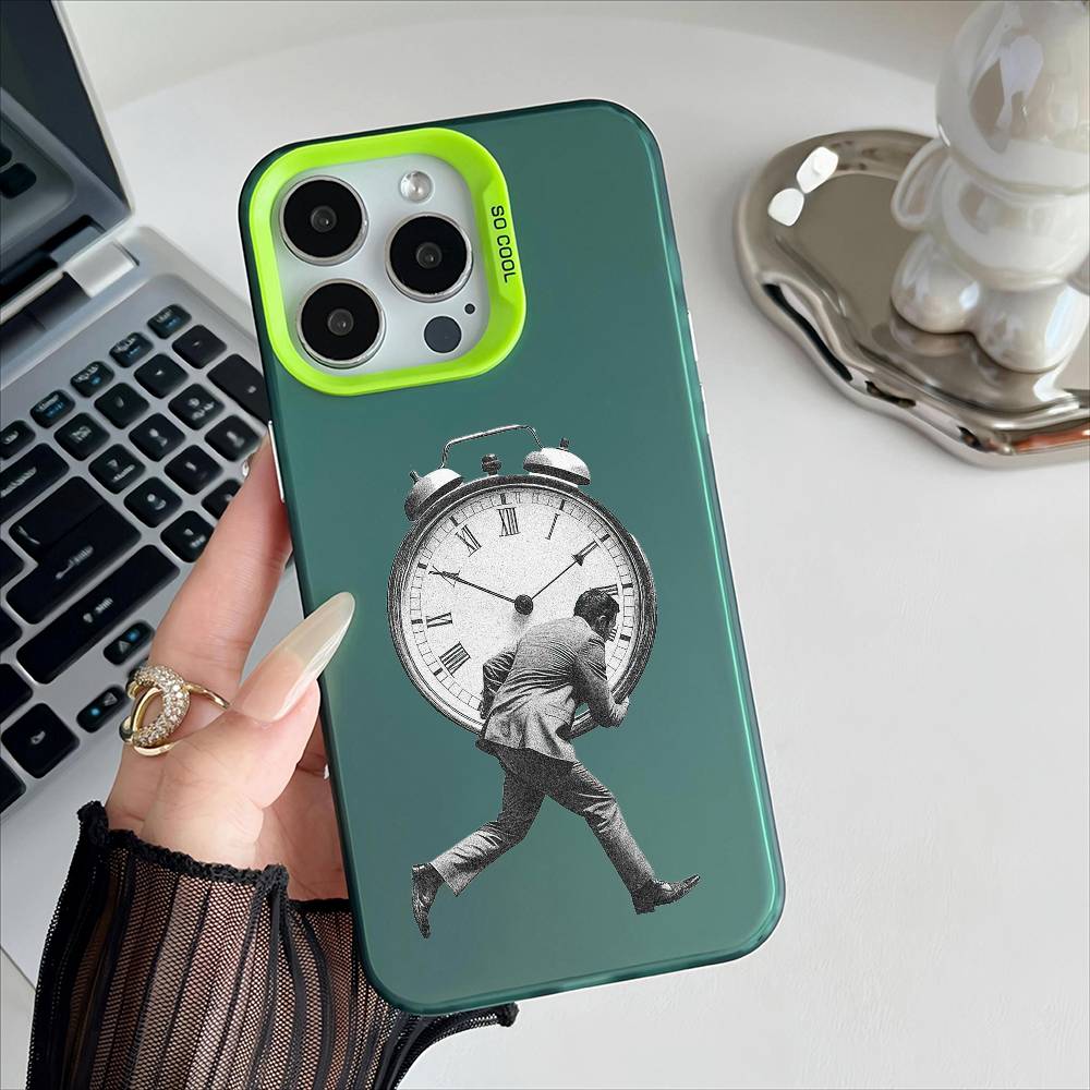 Pressure People Phone Case For iPhone 16 15 14 13 12 17 Pro Max Plus Multicolor Matte Silver-Plated Protective