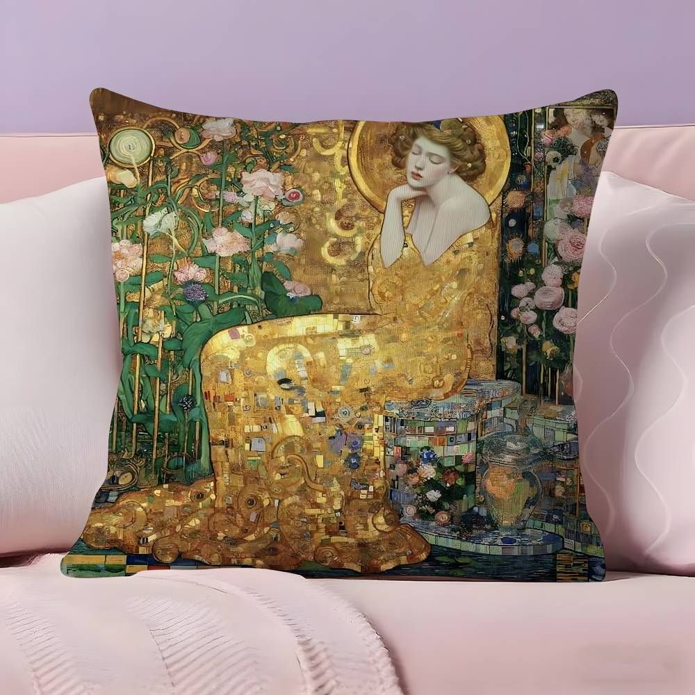 G-Gustav K-Klimt Oil Painting Pillow Case Pillowcase Ultra Soft Skin Friendly Fabric Cloud Like Comfort & Concealed Zipper