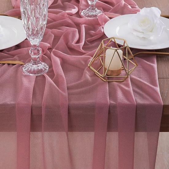 Color Tulle Table Runner French Sheer Mesh Long Rectangle Wedding