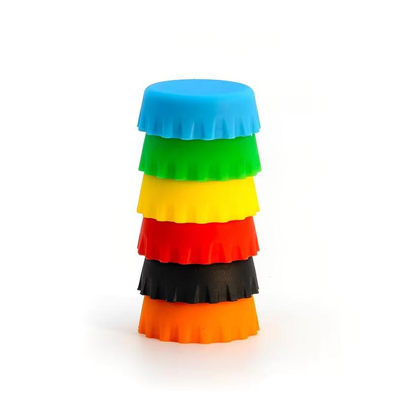 2/12/24Pcs Silicone Beer Bottle Caps Bar Home Brewing Wine Making Barware Cover Bottle Cover  Soy Corktail Lid Candy Colors