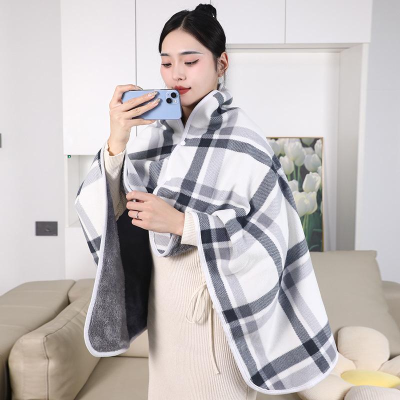 Wearable Plaid Fleece Blanket With Button Winte Warm Throws On Sofa Bed Travel Thicken Bedroom Office Air Conditioning Blanket