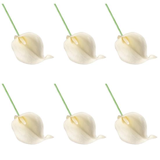 6Pcs Artificial Common Callalily Realistic Fake Flower Branch Home Office Wedding Party Indoor Outdoor Faux Bloom Plants Decoration