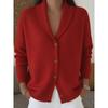 Damen S Strick Cardigan V-Ausschnitt Knopf Langarm Locker Faul Stil Einfarbig Pullover