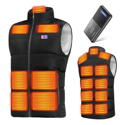 Gilet Chauffant Électrique Yoigood avec Batterie Haute Capacité 40800mAh, 17 Points de Chauffage, Interrupteurs Avant et Arrière Indépendants, 3 Niveaux de Température, USB
