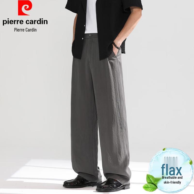 Pierre Cardin Męskie casualowe spodnie z mieszanki lnu