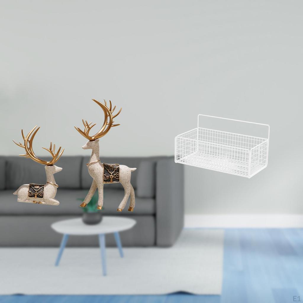 Reindeer Figurines And Metal Wire Storage Basket Ornaments for Living Room Office Bathroom Kitchen