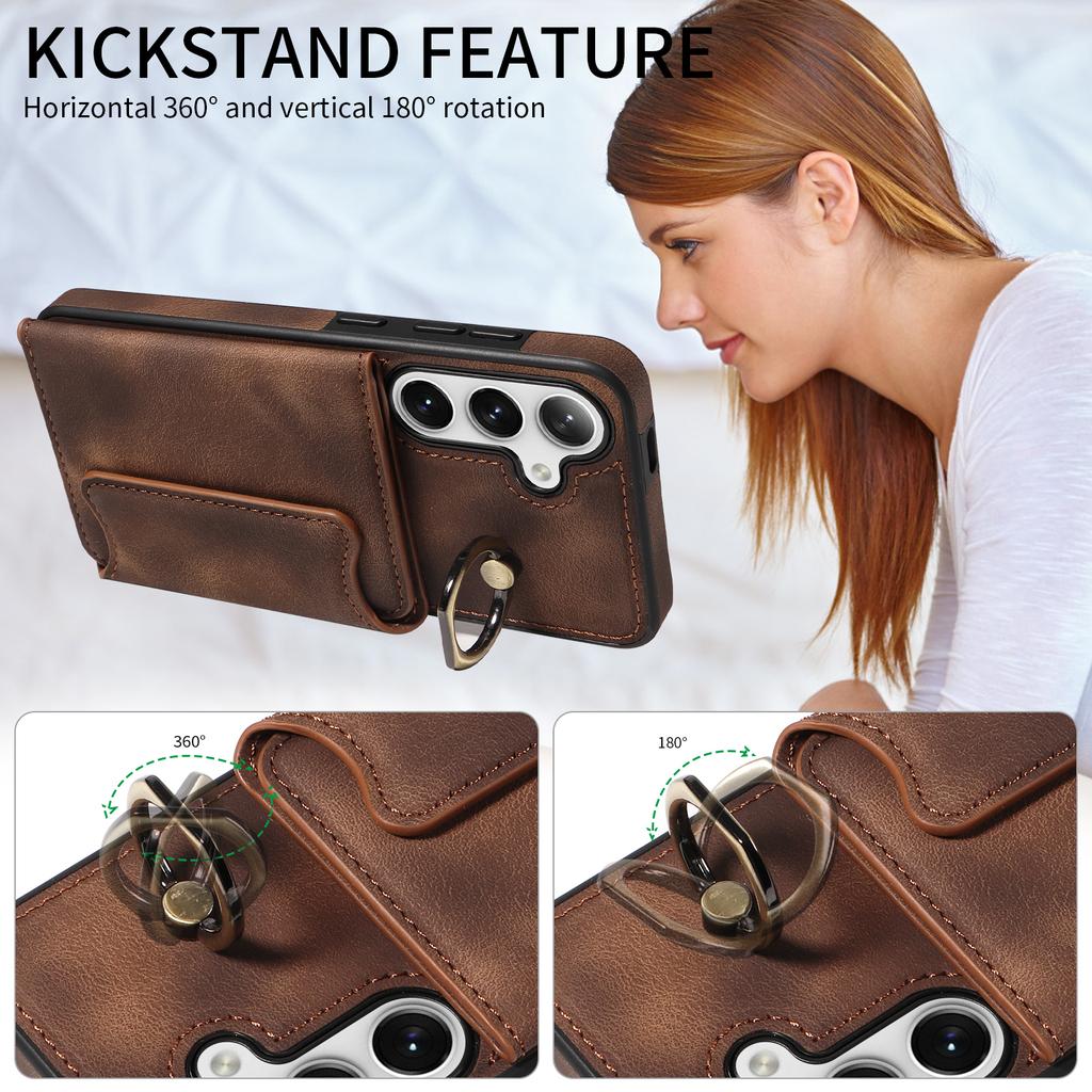 for Samsung Galaxy S24 series.for Samsung Galaxy S24, S24+, S24 Ultra Ring Bracket Card Holder Slots Cover Phone Case