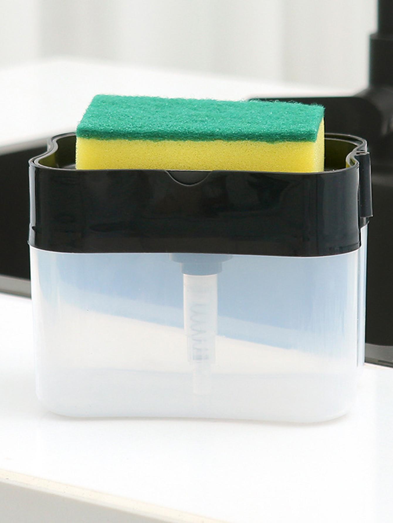 

Пресс для моющего средства для мытья посуды, кухонный автоматический дозатор жидкости, губка для мытья посуды, щетка для мытья посуды, дозатор мыла чёрный